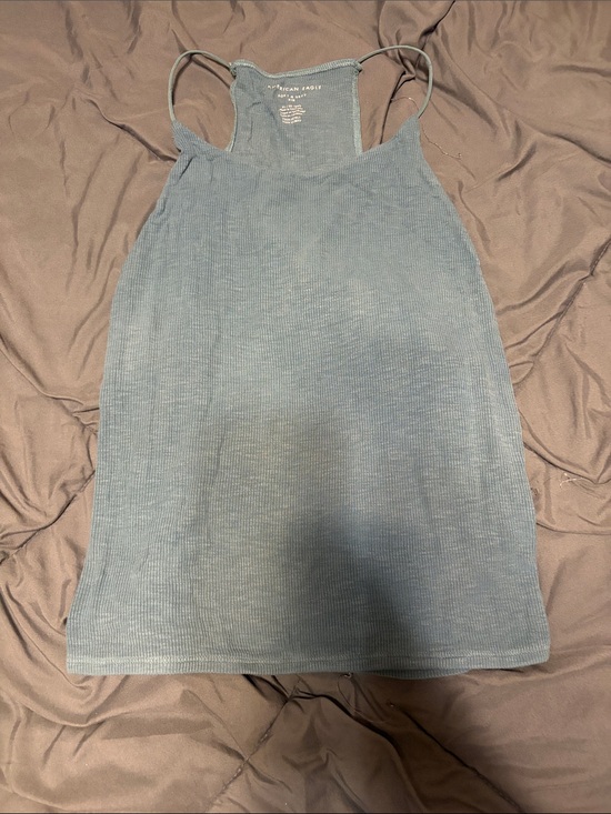 American Eagle Outfitters Tops - American Eagle Outfitters Dusty Blue Ribbed Tank Top